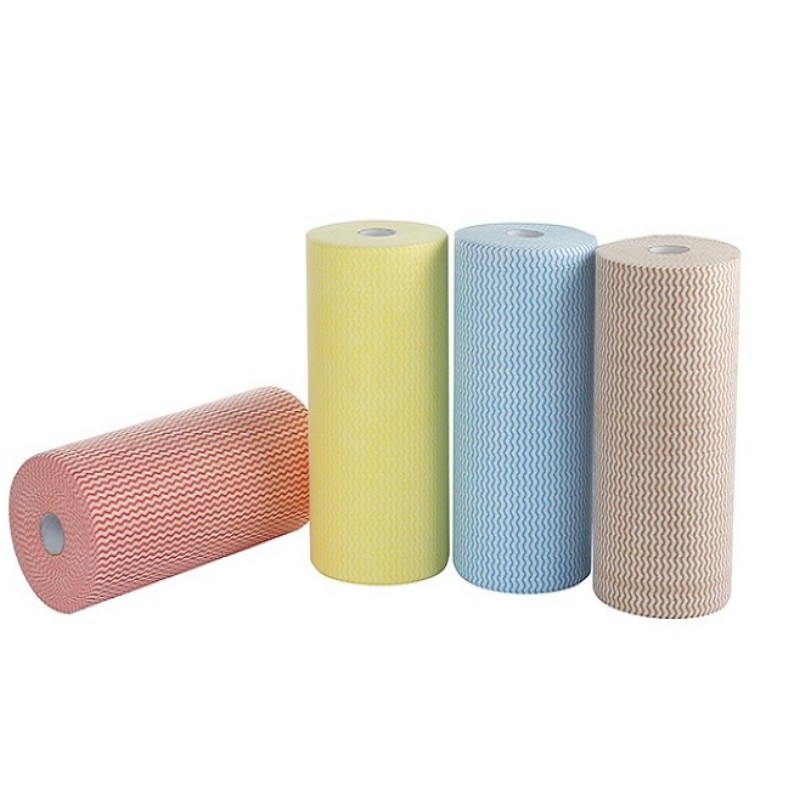 Bambou Fibre / Viscose Roule de nettoyage non tissé résistant à l'huile en polyester
